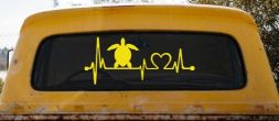 Sea Turtle Heartbeat Lifeline Car or Truck Window Vinyl Decal Sticker (Yellow)