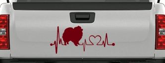 Pomeranian Dog Love Heartbeat Monitor Car or Truck Window Decal Sticker (Burgundy)