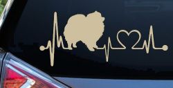 Pomeranian Dog Love Heartbeat Monitor Car or Truck Window Decal Sticker (Desert Sand)