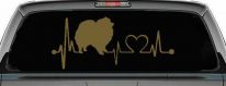 Pomeranian Dog Love Heartbeat Monitor Car or Truck Window Vinyl Decal Sticker (Gold)