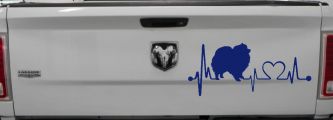 Pomeranian Dog Love Heartbeat Monitor Car or Truck Window Decal Sticker (Navy)