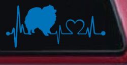 Pomeranian Dog Love Heartbeat Monitor Car or Truck Window Vinyl Decal Sticker (Sky Blue)