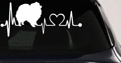 Pomeranian Dog Love Heartbeat Monitor Car or Truck Window Vinyl Decal Sticker