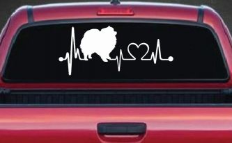 Pomeranian Dog Love Heartbeat Monitor Car or Truck Window Decal Sticker