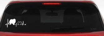 Pomeranian Dog Love Heartbeat Monitor Car or Truck Window Decal Sticker (White)