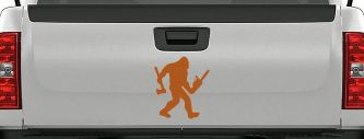 Bigfoot Lumberjack Logger with Axe and Chainsaw Funny Car or Truck Window Decal Sticker (Nut Brown)