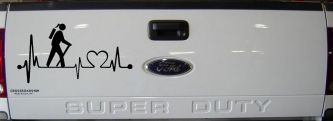 Girl Hiker Heartbeat Lifeline Monitor Hiking Camper Camping Car or Truck Window Decal Sticker (Black)