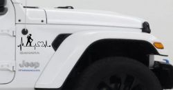 Girl Hiker Heartbeat Lifeline Monitor Hiking Camper Camping Car or Truck Window Vinyl Decal Sticker (Black)