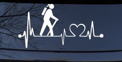 Girl Hiker Heartbeat Lifeline Monitor Hiking Camper Camping Car or Truck Window Decal Sticker
