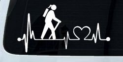 Girl Hiker Heartbeat Lifeline Monitor Hiking Camper Camping Car or Truck Window Decal Sticker