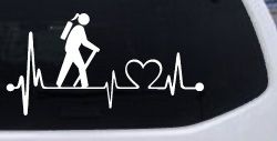 Girl Hiker Heartbeat Lifeline Monitor Hiking Camper Camping Car or Truck Window Decal Sticker