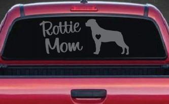 Rottie Mom Rottweiler Dog Car or Truck Window Decal Sticker (Silver)