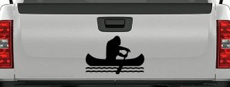 Bigfoot Sasquatch Canoe Funny Car or Truck Window Decal Sticker (Black)