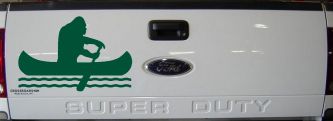 Bigfoot Sasquatch Canoe Funny Car or Truck Window Vinyl Decal Sticker (Dark Green)