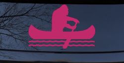 Bigfoot Sasquatch Canoe Funny Car or Truck Window Decal Sticker (Hot Pink)
