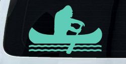 Bigfoot Sasquatch Canoe Funny Car or Truck Window Decal Sticker (Mint)