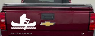 Bigfoot Sasquatch Canoe Funny Car or Truck Window Decal Sticker (White)
