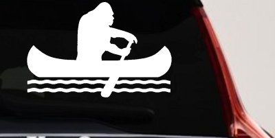 Bigfoot Sasquatch Canoe Funny Car or Truck Window Vinyl Decal Sticker
