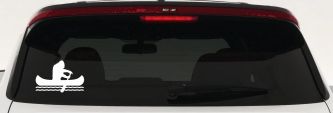 Bigfoot Sasquatch Canoe Funny Car or Truck Window Decal Sticker (White)