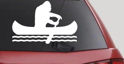 Bigfoot Sasquatch Canoe Funny Car or Truck Window Vinyl Decal Sticker