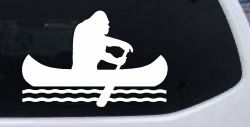 Bigfoot Sasquatch Canoe Funny Car or Truck Window Decal Sticker