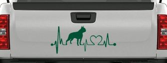 Boston Terrier Heartbeat Lifeline Monitor Dog Animals Car or Truck Window Decal Sticker (Dark Green)