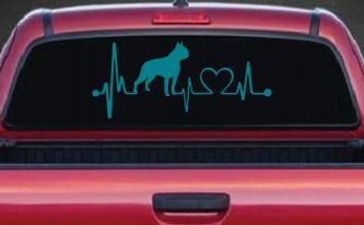 Boston Terrier Heartbeat Lifeline Monitor Dog Animals Car or Truck Window Decal Sticker (Turquoise Blue)