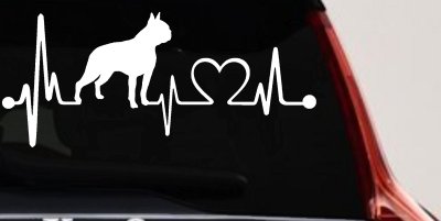 Boston Terrier Heartbeat Lifeline Monitor Dog Animals Car or Truck Window Vinyl Decal Sticker
