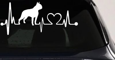 Boston Terrier Heartbeat Lifeline Monitor Dog Animals Car or Truck Window Vinyl Decal Sticker
