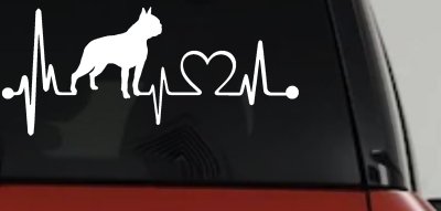 Boston Terrier Heartbeat Lifeline Monitor Dog Animals Car or Truck Window Vinyl Decal Sticker