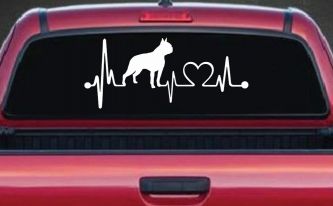 Boston Terrier Heartbeat Lifeline Monitor Dog Animals Car or Truck Window Decal Sticker