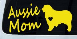 Australian Shepherd Aussie Mom Dog Car or Truck Window Decal Sticker (Yellow)