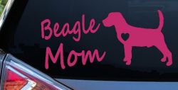 Beagle Mom Dog Car or Truck Window Decal Sticker (Hot Pink)