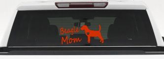 Beagle Mom Dog Car or Truck Window Decal Sticker (Orange Red)