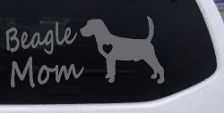 Beagle Mom Dog Car or Truck Window Decal Sticker (Silver)