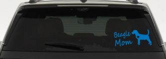 Beagle Mom Dog Car or Truck Window Vinyl Decal Sticker (Sky Blue)