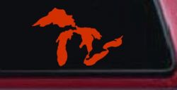 Great Lakes Car or Truck Window Decal Sticker (Orange Red)