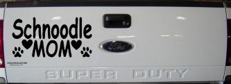 Schnoodle Mom with Dog Paw Prints Car or Truck Window Decal Sticker (Black)