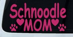 Schnoodle Mom with Dog Paw Prints Car or Truck Window Decal Sticker (Hot Pink)