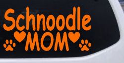 Schnoodle Mom with Dog Paw Prints Car or Truck Window Decal Sticker (Orange)
