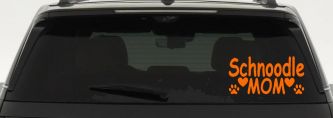 Schnoodle Mom with Dog Paw Prints Car or Truck Window Decal Sticker (Orange)