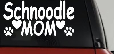Schnoodle Mom with Dog Paw Prints Car or Truck Window Vinyl Decal Sticker