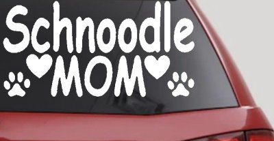 Schnoodle Mom with Dog Paw Prints Car or Truck Window Vinyl Decal Sticker