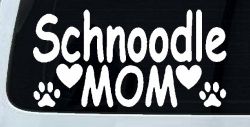 Schnoodle Mom with Dog Paw Prints Car or Truck Window Decal Sticker