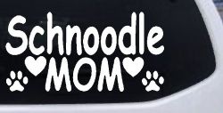 Schnoodle Mom with Dog Paw Prints Car or Truck Window Decal Sticker