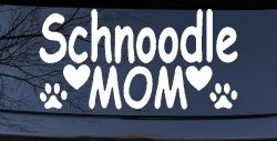Schnoodle Mom with Dog Paw Prints Car or Truck Window Decal Sticker