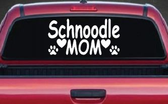 Schnoodle Mom with Dog Paw Prints Car or Truck Window Decal Sticker