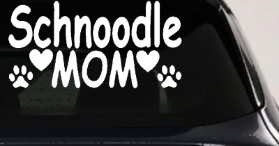 Schnoodle Mom with Dog Paw Prints Car or Truck Window Vinyl Decal Sticker
