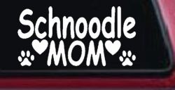 Schnoodle Mom with Dog Paw Prints Car or Truck Window Decal Sticker