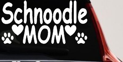 Schnoodle Mom with Dog Paw Prints Car or Truck Window Vinyl Decal Sticker
